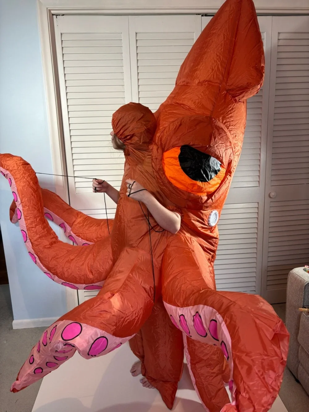 Spooktacular Creations Kids Inflatable Squid Costume Orange Full Body Small